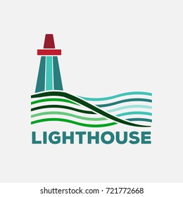 Lighthouse Simple Style Illustration Logo Sea and Land