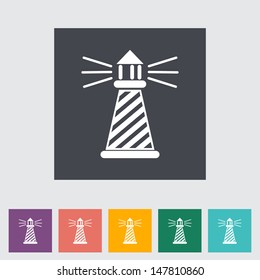 Lighthouse. Single flat icon. Vector illustration.