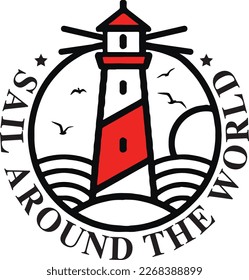 Lighthouse with slogan typo print design