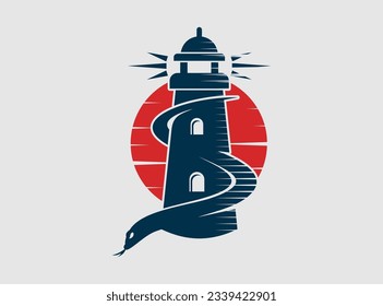 Lighthouse Snake Logo design concept