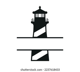 Lighthouse Split Monogram Nautical tower Vector Illustration svg