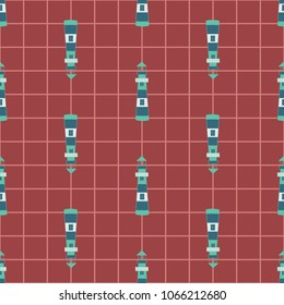 Lighthouse in square background. A playful, modern, and flexible pattern for brand who has cute and fun style. Repeated pattern. Happy, bright, and nautical mood. 