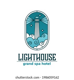 Lighthouse stained glass style logo