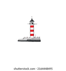 lighthouse standing in the sea clouds around it