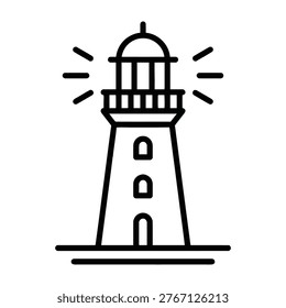 Lighthouse standing tall on coastline guiding ships safely to shore with powerful beam