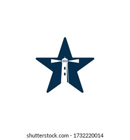 Lighthouse star shape concept vector logo design. Lighthouse icon logo design vector template illustration.