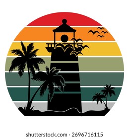 lighthouse sunset background design black and white