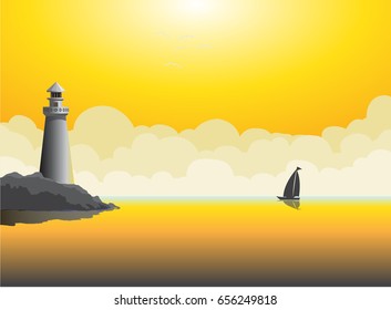 lighthouse Sunset vector