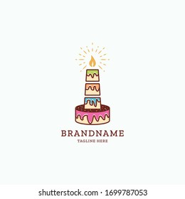 Lighthouse sweet cake logo icon design template vector