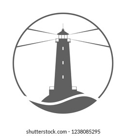 Lighthouse symbol. Logo design. Sign lighthouse isolated on white background. Vector illustration.