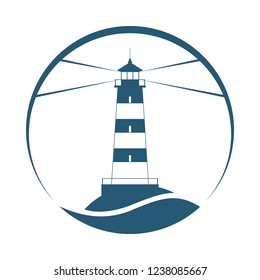 Lighthouse symbol. Logo design. Sign lighthouse isolated on white background. Vector illustration.