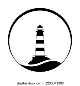 Lighthouse symbol. Logo design. Sign lighthouse isolated on white background. Vector illustration.