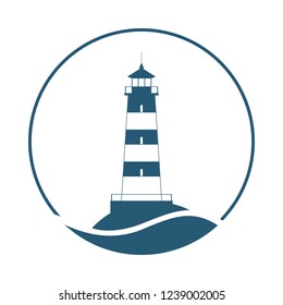 Lighthouse symbol. Logo design. Sign lighthouse isolated on white background. Vector illustration.