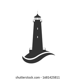 Lighthouse symbol. Logo design. Sign lighthouse isolated on white background. Vector illustration.