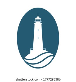 Lighthouse symbol. Logo design. Sign lighthouse isolated on white background. Vector illustration.