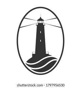 Lighthouse symbol. Logo design. Sign lighthouse isolated on white background. Vector illustration.