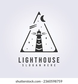 lighthouse symbol logo icon black vintage vector illustration template background design