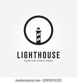 lighthouse symbol logo icon black vintage vector illustration template background design