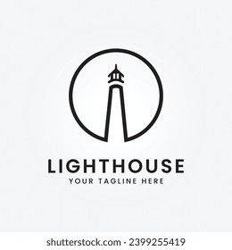 lighthouse symbol logo icon line art vector illustration template background design