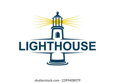 Lighthouse tower building logo design, simple minimalist financial business symbol.