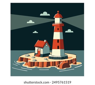 A lighthouse is a tower, building, or other type of physical structure designed to emit light from a system of lamps and lenses and to serve as a beacon for navigational aid