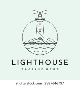 lighthouse tower line art logo vector sign symbol minimalist illustration design