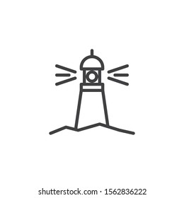 Lighthouse tower line icon. linear style sign for mobile concept and web design. Light house, beacon outline vector icon. Symbol, logo illustration. Vector graphics