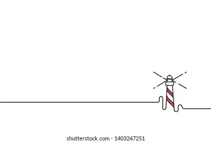 Lighthouse tower on the rocks, hand drawn engraving sketch vector nautical Lighthouse illustration.