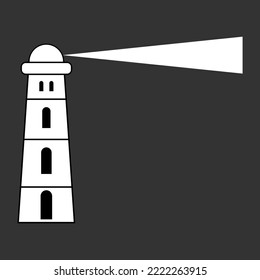 Lighthouse tower with a ray of light. Background with copy space. Vector illustration