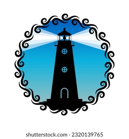 Lighthouse tower with a ray of light illustration vector