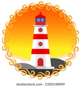 Lighthouse tower with a ray of light illustration vector