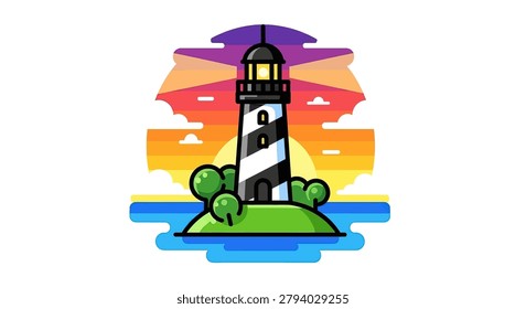 Lighthouse tower standing on island