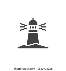 Lighthouse tower vector icon. filled flat sign for mobile concept and web design. Light house, beacon glyph icon. Symbol, logo illustration. Vector graphics