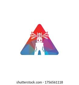 Lighthouse and triangle vector logo design.