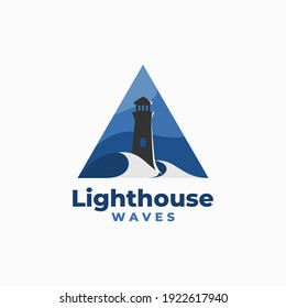 lighthouse triangle waves blue color logo