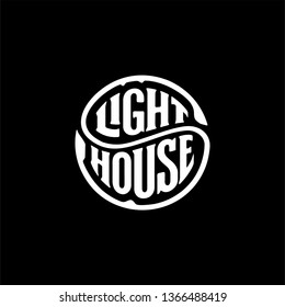 Lighthouse typography. Handwritten circular calligraphy lettering for greeting cards, t-shirt print, posters, prints for home decorations. Vector illustration