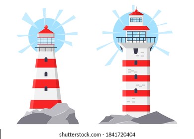 Lighthouse vector cartoon illustration isolated on a white background.