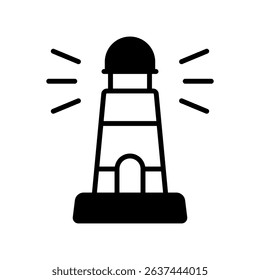 Lighthouse Vector for Coastal National Park and Marine Navigation. Sea safety icon, scenic travel and beach nature location