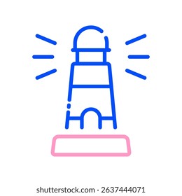 Lighthouse Vector for Coastal National Park and Marine Navigation. Sea safety icon, scenic travel and beach nature location