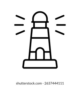 Lighthouse Vector for Coastal National Park and Marine Navigation. Sea safety icon, scenic travel and beach nature location