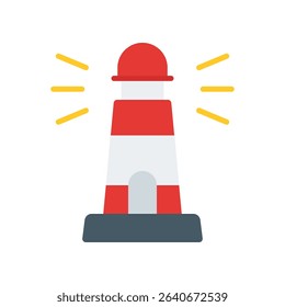 Lighthouse Vector for Coastal National Park and Marine Navigation. Sea safety icon, scenic travel and beach nature location