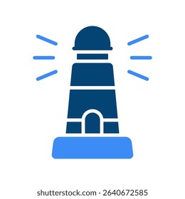 Lighthouse Vector for Coastal National Park and Marine Navigation. Sea safety icon, scenic travel and beach nature location