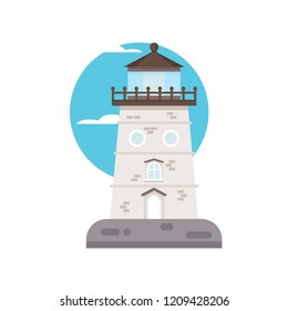 Lighthouse vector flat colorful ilustration for web design