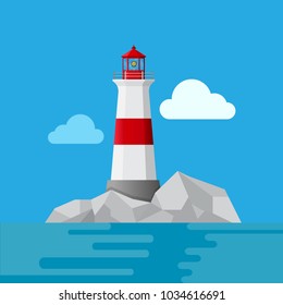 Lighthouse vector flat design.
