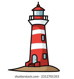 Lighthouse vector flat design. Vector illustration 