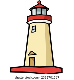 Lighthouse vector flat design. Vector illustration 