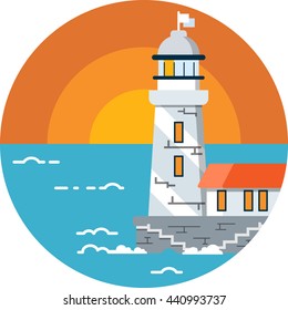  Lighthouse Vector Flat Illustration