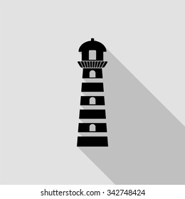 lighthouse vector icon with long shadow