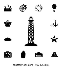 Lighthouse vector icon. Set of tourism icons. Signs of collection, simple icons for websites, web design, mobile app, info graphics on white background