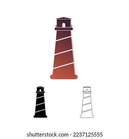 Lighthouse vector icon template. Modern style symbol. Searchlight Beacon Tower Island Beach Coast, Elegant logo vector illustration